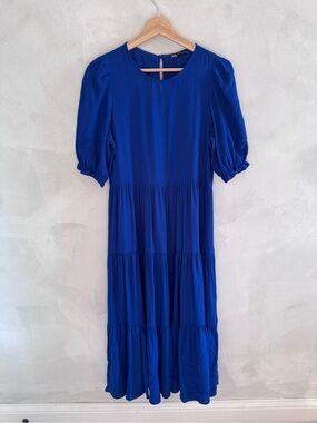 Blue Tiered Midi Dress by Zara